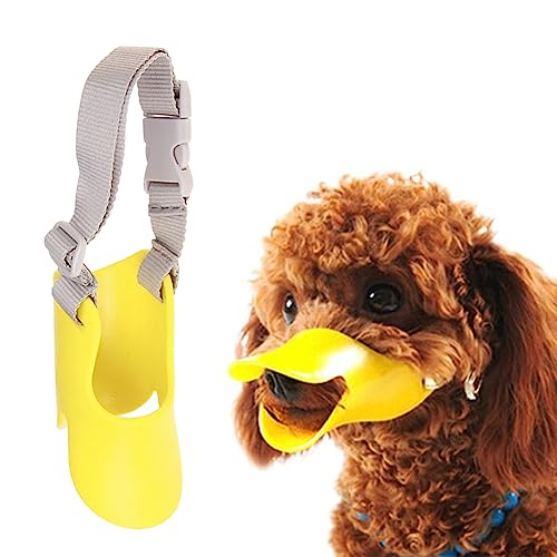 Dog Muzzle, Anti Bite Silicone Duck Mouth Shape Dog Mouth Covers with Adjustable Strap, Stop Barking Chewing, Anti-Called Muzzle for Small Medium Dogs(for 2.5 kg-4.5 kg/Yellow)