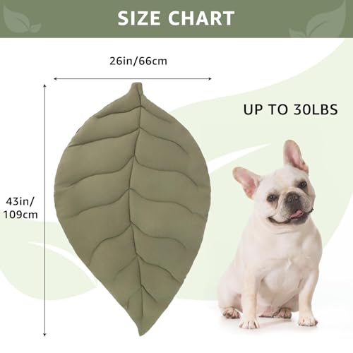 SCENEREAL Outdoor Dog Bed - Waterproof Reversible Leaf Mat 43x26, Portable Foldable Pet Bed for Small/Medium Dogs & Cats, All-Weather for Camping & Travel
