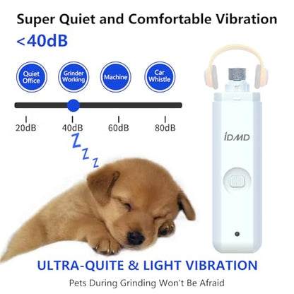 Dog Nail Trimmers-Powerful 2-Speed Dog Nail Grinder-with Safe LED Lighting and Battery Capacity Indicator Light & Type-c USB Rechargeable Quiet pet Nail Grinder for Dogs/Cats (Grinder)