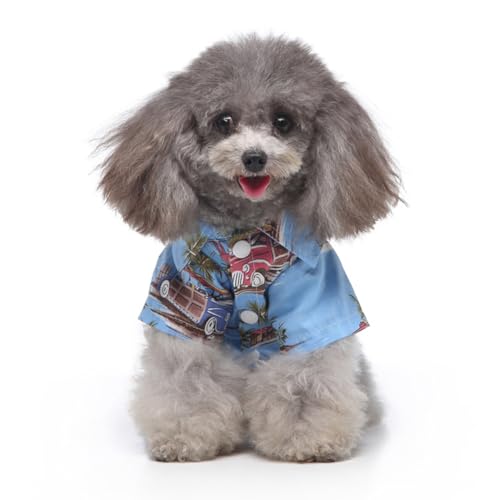 Tangpan Summer Pet Daisy Hawaiian Beach Plaid Print Shirts Clothes for Dog (X-Small, Blue) - color: Blue, size: X-Small