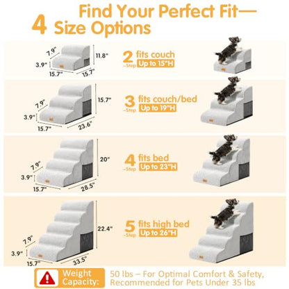 Topmart 3 Tiers Foam Dog Ramps/Steps, Non-Slip Pet Steps | Extra Wide Deep Dog Stairs, High Density Foam Pet Stairs/Ladder, Best for Older Dogs, Cats,Small Pets - color: Light Grey, size: 23.6*15.7*15.7