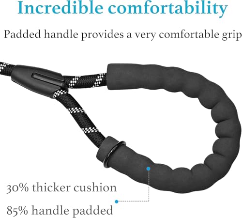 Double Dog Leash for Two Dogs, Heavy Duty Adjustable No Tangle, Bungee Retractable Split Multiple Leash for Walking 2 Dogs, 5.5FT-1/2”, Black