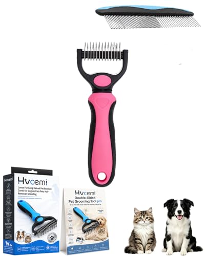 Double-Sided Pet Grooming Tool pro Brush for Deshedding Dog Brush Removes Tangles Knots and Loose Fur Long Haired Pet Brushes Comb for Dogs & Cats Pets Hair Remover Shedding(1pcRed(M)) - color: 1pcRed(M)