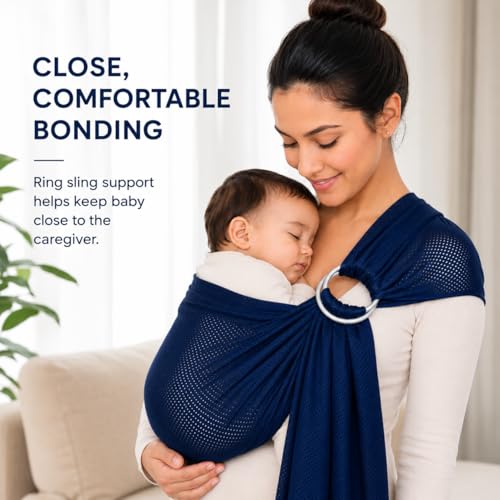 Breathable Mesh Ring Sling Baby Carrier for Infant and Toddler, Lightweight Quick Dry Baby Wrap Carrier for Warm Weather, Travel, Outdoor Walks and Daily Use, Blue - color: Blue