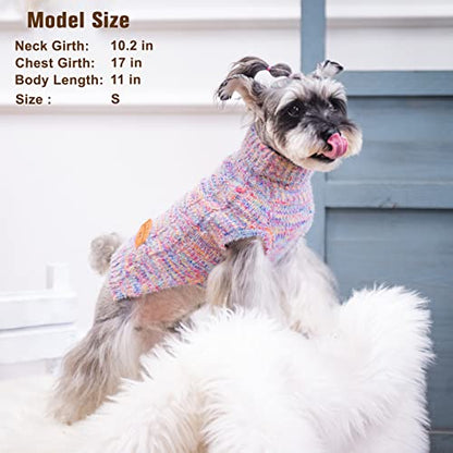 BEAUTYZOO Small Dog Sweater -Turtleneck Pullover Classic Cable Knit Fuzzy Winter Coat Dog Cold Weather Clothes for Small Medium Dogs Puppy Girl Boys(Rainbow Pink, XXS) - color: Gradient Pink, size: XXS (Back: 8", Chest: 10", Neck: 8")