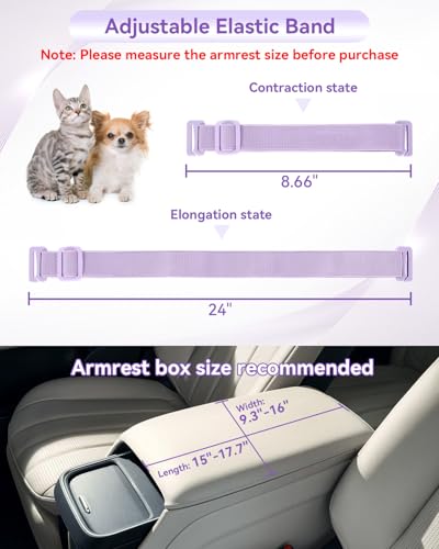 PETSFIT Cat Car Seat with Safe Protection Hooks, Center Console Dog Car Seat with Upgraded Safety Tethers, Washable Cushion, Dog Car Seats for Small Dogs Up to 8 Lbs (Purple) - color: Purple