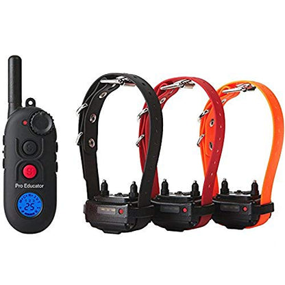 E-Collar Educator Pro Dog Training Collar with Remote, 3 Dogs | 1/2 Mile Range, 100 Levels, Waterproof & Rechargeable, 3 Dogs, Ergonomic Remote, Night Light - size: 3 Dog
