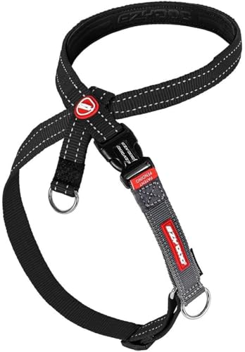 EzyDog Crosscheck No Pull Dog Training Harness – 2-in-1 Escape Proof Reflective Dog Harness for Easy Controlled Walks (XS, Black) - color: Black, size: XS
