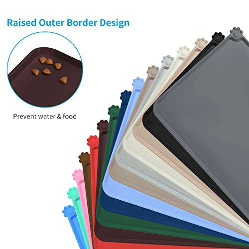 AUDWUD Silicone Waterproof Pet Feeding Mats,Anti Slip Bowl Pad, Dog Mat for Food and Water - color: Dark Brown, size: 18.5" x 11.5"