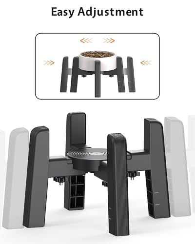 CZPET Dog Bowl Stand with Adjustable Width [Stand Only], Single Raised Pet Water & Food Feeder for Medium Dogs, Stable and Anti-Slip Elevated Bowl - size: H: 6.3''; W: 6.1-10.4''