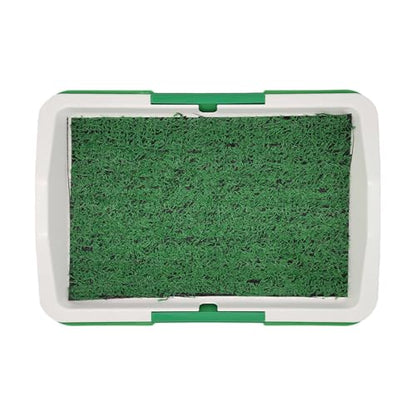 17.72" × 12.2" Portable Dog Grass Pad with Tray, Small Reusable Artificial Turf for Dogs Potty, Quickly Absorbency Puppy Pee Pads for Dogs Balcony Apartment Indoor Outdoor Use (Green, 17.72" × 12.2")