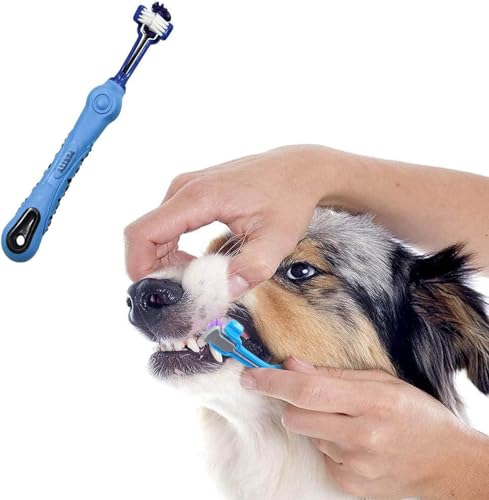 Orgrimmar 8 Pcs 3-Sided Pet Toothbrush Dog Cat Mouth Dental Teeth Care | Pet Brush for Bad Breath Tartar Cleaning - color: Multicolor-8