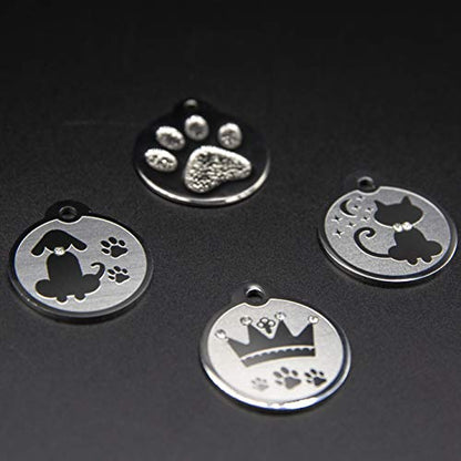 Designer Custom Engraved Stainless Steel Pet ID Tags - Engraved Personalized Identification Durable & Long Lasting Dog Tags, Cat Tags