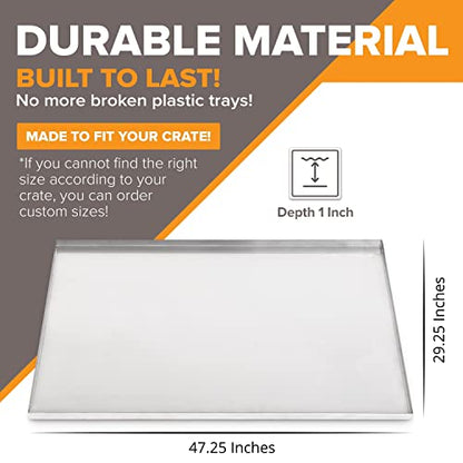 Pinnacle Systems (Galvanized, 47.25" L X 29.25" W X 1" Frisco Metal Replacement Crate Tray for Heavy Duty Single and Double Door Dog Crate Chew Proof Crack Proof Multipurpose Tray - size: 47.25"L x 29.25"W x 1"H