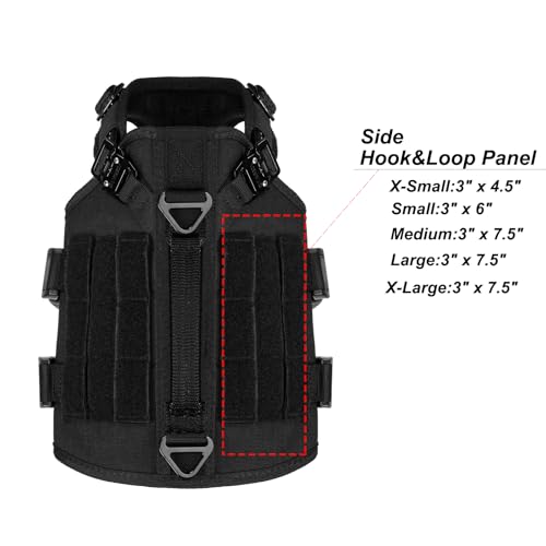 ICEFANG GN3 Tactical Dog Harness with 6X Buckle,Dog Molle Vest with Handle,3/4 Body, Hook and Loop Panel for ID Patch,No Pulling Front Clip (X-Small (Pack of 1), Black) - color: Black, size: XS (Pack of 1)