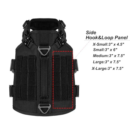 ICEFANG GN3 Tactical Dog Harness with 6X Buckle,Dog Molle Vest with Handle,3/4 Body, Hook and Loop Panel for ID Patch,No Pulling Front Clip (X-Small (Pack of 1), Black) - color: Black, size: XS (Pack of 1)