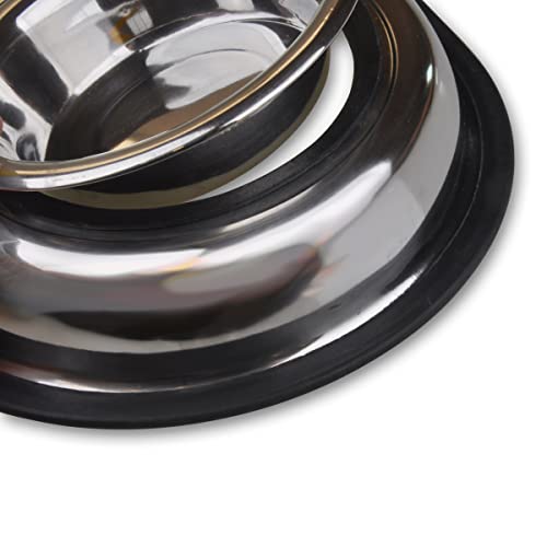 Van Ness Pets Stainless Steel Large Double Dish Dog Food And Water Bowl, 64 OZ, Wide No-Tip Base - size: 60 oz