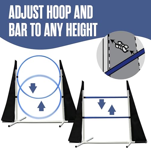 Houseables Dog Agility Course Backyard Set, Dog Agility Equipment, Obstacle Course Backyard, Training and Exercise Equipment, Play Tunnel, Weave Poles, Jumps, Pause Box for Playground, Park, Indoor