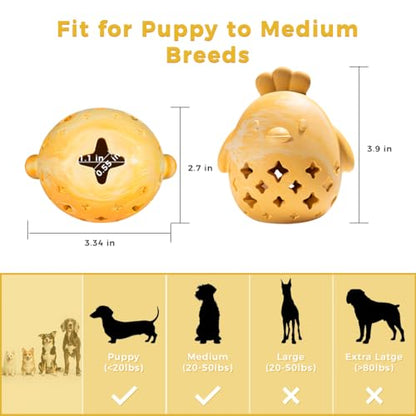 MewaJump Stuffed Dog Toy Treat Dispenser Dog Toy Puzzle Rubber Chew Toys Treat Food Dispensing Toys for Teeth Cleaning Ball Interactive Enrichment Toys for Puppy, Small, Medium, Large Breeds - color: yellow hen