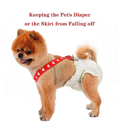 4 Pcs Dog Diaper Suspenders | Cat Suspenders | Female Male Dog Skirt Dress & Diaper Keeper | for Small Medium and Large Dogs (Square,Heart, M) - size: Medium