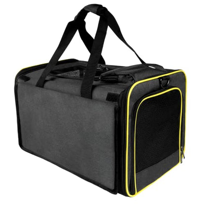 GAPZER Cat Carriers for Large Cats 20 lbs+ Soft Pet Carrier for Small Dog/Durable 2 Kitty Travel Bag/Medium Big Cats Puppy 15 Pounds/Softside Cat Carrier Large - color: Black-Yellow