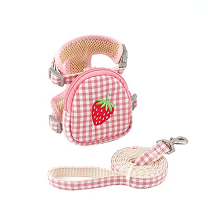 Yuehuam Pet Backpack Harness with Leash for Cat Small Dog Self Mini Carrier Back Pack Pocket Saddle Bags Puppy Bag with Training Lead Leash for Doggie Outdoor Travel Hiking Walking - color: Pink