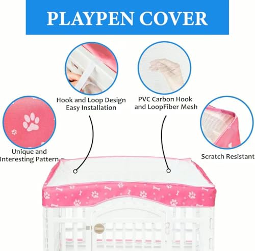 Dog Playpen Bottom Pad and Mesh Top Cover fit 36" x 36“ Puppy Playpen(Fence NOT Included),Reusable for Pet Training,Dog Crate,Waterproof Pet Pee Pads,Whelping,Puppies/Small Dogs,Hoop&Loop Design,Pink - color: 36"-BOTTOM and COVER-PINK