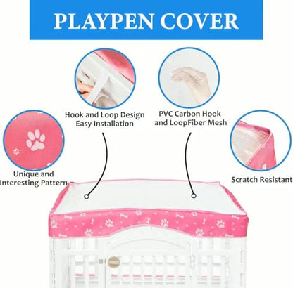 Dog Playpen Bottom Pad and Mesh Top Cover fit 36" x 36“ Puppy Playpen(Fence NOT Included),Reusable for Pet Training,Dog Crate,Waterproof Pet Pee Pads,Whelping,Puppies/Small Dogs,Hoop&Loop Design,Pink - color: 36"-BOTTOM and COVER-PINK