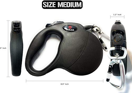 Enthusiast Gear Retractable Dog Leash for Large and Medium Dogs with Locking Carabiner | Heavy Duty 16 ft Strong Reflective Polyester Webbing, 1-Button Break & Lock, Anti-Slip Handle, Tangle Free
