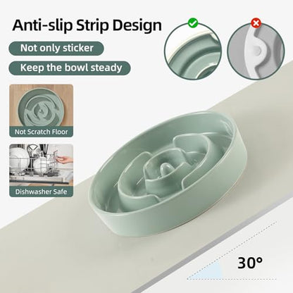 Havniva Ceramic Slow Feeder Dog Bowls, 1.6 Cups Dog Bowl Slow Feeding for Medium Breed, 8.2inch Puzzle Dog Food Bowl Slow Feeder Non-Slip Anti-Gulping and Anti-Choking Reduces Bloating - color: 1 x Light Green-A, size: 8.2inch