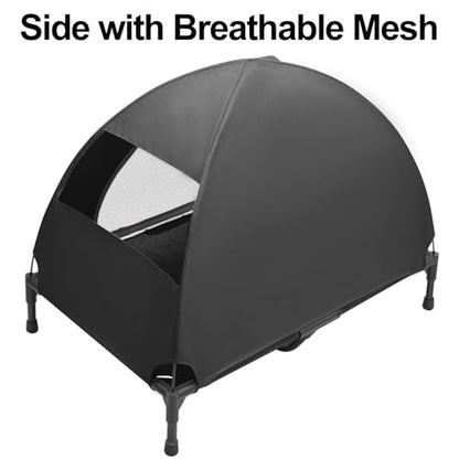 Love&go Elevated Dog Bed with Canopy, Raised Dog House, Elevated Dog Tent (M - Black Bed with Canopy, Medium-29.9x19.5x5.5 inch) - color: M - Black Bed with Canopy, size: Medium-29.9x19.5x5.5 inch
