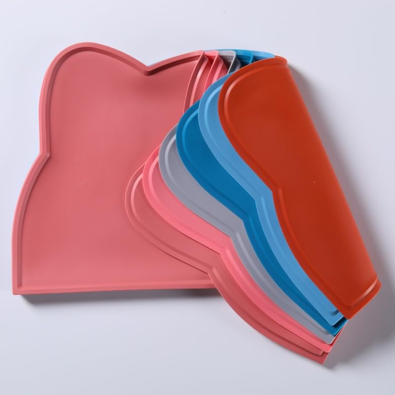 Silicone Pet Feeding Mat Non-Slip Waterproof Dog Cat Food Bowl Tray Easy to Clean for Floor (Pink) - color: pink