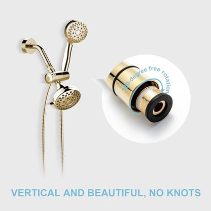 OFFO Shower Hose, 60 in Kink Free Stainless Steel Shower Hose Attachment Electroplating Handheld Shower Head Hose Flex Hoses Extension with Brass Insert & Nut for Pet Bathing Cleaning, Gold - color: Gold, size: 60 in