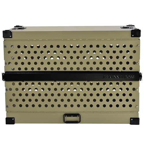K9 Kennel Boss Aluminum Collapsible Dog Crate, Heavy Duty Folding Kennel - Medium-Long (Tan) - color: Tan, size: 40.6"L x 25.2"W x 28.9"H