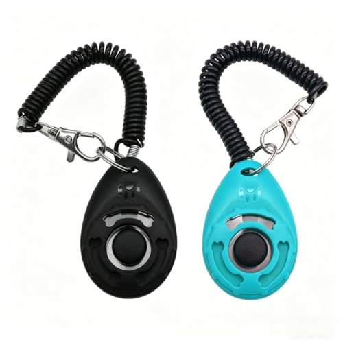 2 Pack Pet Training Clicker with Wrist Strap - New Black & Blue Dog Training Clickers - color: Black+Blue