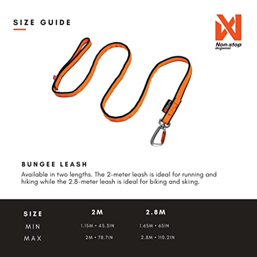 Non-stop Dogwear Bungee Dog Leash with Shock Absorption (2.0 m) - Elastic Dog Leash for Sports Running, Biking & Hiking - Hands Free Leash with Twistlock Safety Carabiner for Adventures, Black/Orange - size: 2.0 m / 23 mm