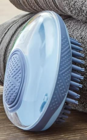 Vibrant Life Bathing Palm Dog Brush + Shampoo Dispenser | Dog Grooming Tool Hand Brush