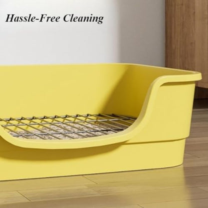Dog Potty Tray with Removable Mesh, Pee Pad Holder for Indoor & Apartment Use, Non-Slip Dog Toilet, Keep Paws Dry, Easy Clean Potty Training Box for Small to Medium Dogs 18.7''LX13.78''W (Beige) - color: Beige