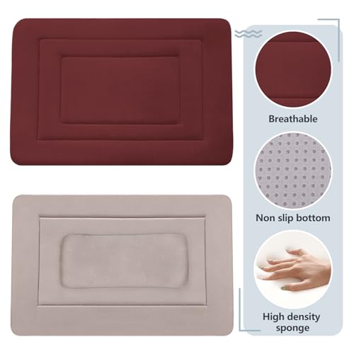 Dog Bed Soft Dog Crate Bed Pad Mat, 48 in Non Slip Bottom Washable Beds for Extra Large Dogs, Pet Bed Mattress Kennel Pad, Dark Red - color: Dark Red, size: 48.0"L x 30.0"W x 1.2"Th