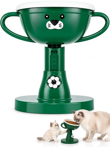 Raised Cat Bowl Elevated Cat Feeding Station, 7-Level (4.7-8.2) Height Food and Water Bowls for Cats and Small Dogs, 60° Tilt Cats Feeder for Indoor Spine Protection Anti-Vomiting, Green - color: Green