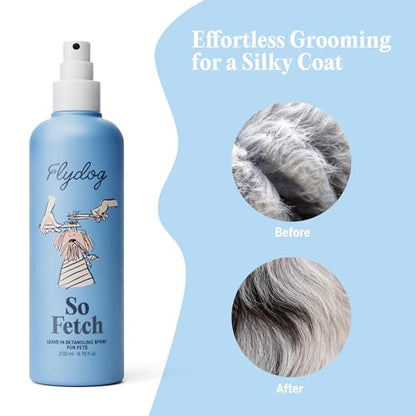 FlyDog Detangler Combo for Dogs & Cats – Leave-in Hair Detangler Spray for Tangle-Free Grooming & Tailored Comb for Dematting & Deshedding | Coat Conditioner | Deodorizing & Long-Lasting Freshness