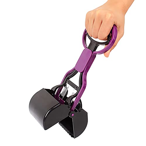 Pet Pooper Scooper for Dogs Cats Non-Breakable High Strength Material Durable Spring Easy Pick Up Grass Gravel Jaw Claw Rake for Kids Children Women Men - color: Purple