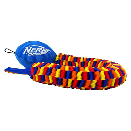 Nerf Dog Rainbow Vortex Chain Tug Dog Toy, Lightweight, Durable and Water Resistant, 19 Inches, For Medium/Large Breeds, Single Unit, Rainbow Colored - size: 19in