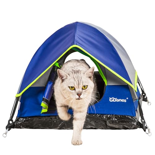 GDanes Blue Cat Tent, Large Cave Bed for Indoor Cats and Small Dogs with Soft Pad - 22" x 22" x 16" - color: Blue