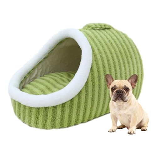 Warm Nest Bed, Soft Cozy Pet Cave with Removable Cushion, Non-Slip Washable Soft Slipper Cave for Small and Medium Pets (Green, Small) - color: Green, size: Small