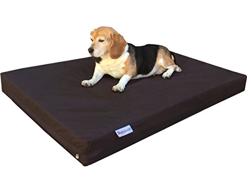 Dogbed4less Medium Orthopedic Dog Bed with Memory Foam for Pet, Waterproof Liner with Strong Nylon Brown External Cover, 35X20X4 Inches - color: Ballistic in Brown, size: Medium 35" Length X 20" Width