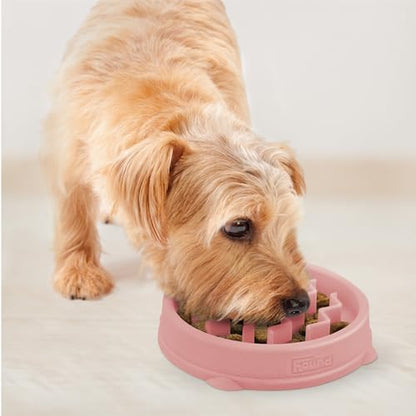 Outward Hound Fun Feeder Slo Bowl – Small 3/4-Cup Capacity, Slow Feeding, Small Dogs, Puppies & Cats, Non-Slip, Pink, Wave Pattern - color: Pink, size: Small