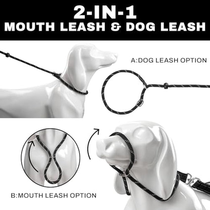 Arblina Slip Leads Dog Leash, 1/3" x6ft Full Reflective No Pull Rope Leash with Double Handle, 360°Swivel Anti-Tangle Heavy Duty Training Lead for Large Medium Small Dogs - color: Black, size: 1/3" x 6FT