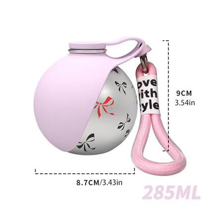 2 in 1 Portable Dog Water Bottle Portable Dog Water Bottle with Silicone Foldable Bowl Leak Proof Stainless Steel Dog Bottle for Hiking Compact Pet Water Bowl (Pink B) - color: Pink B