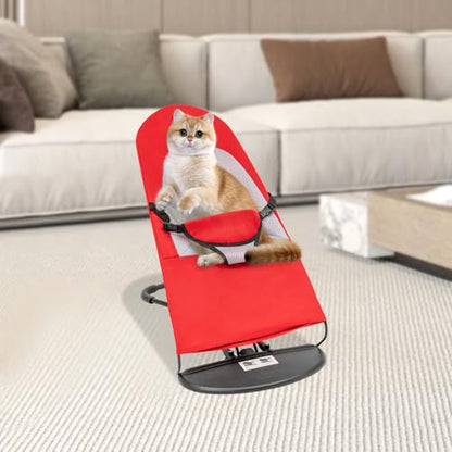 Pet Rocking Chair, Portable Dog Rocker Bed Chair 4 Modes Adjustments Pet Rocker Bed Washable Removable Small Dogs Cots Sofa Beds for Pets Under 33lbs/15Kg (Red) - color: Red